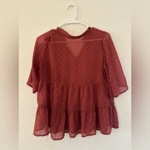 Cure Chic Red-Orange Tiered Peplum Blouse